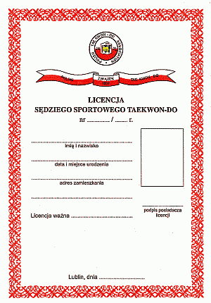 Wzór licencji sędziowskiej